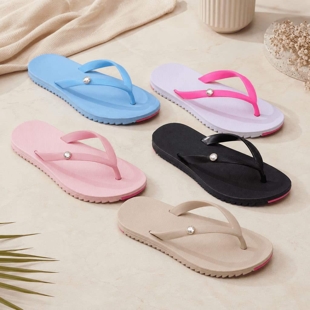 Chinelo Feminino Slim Detalhe Brilho Solado Texturizado