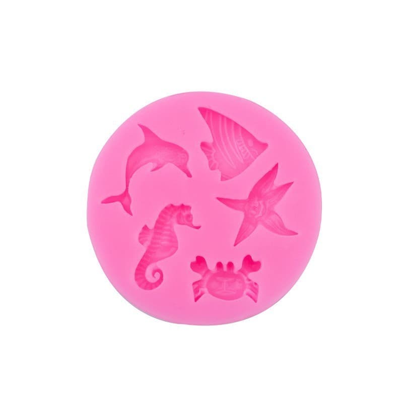 Molde de Silicone da vida marinha, faça você mesmo, cavalo marinho, estrela do mar, caranguejo, Fondant, mundo do mar, m
