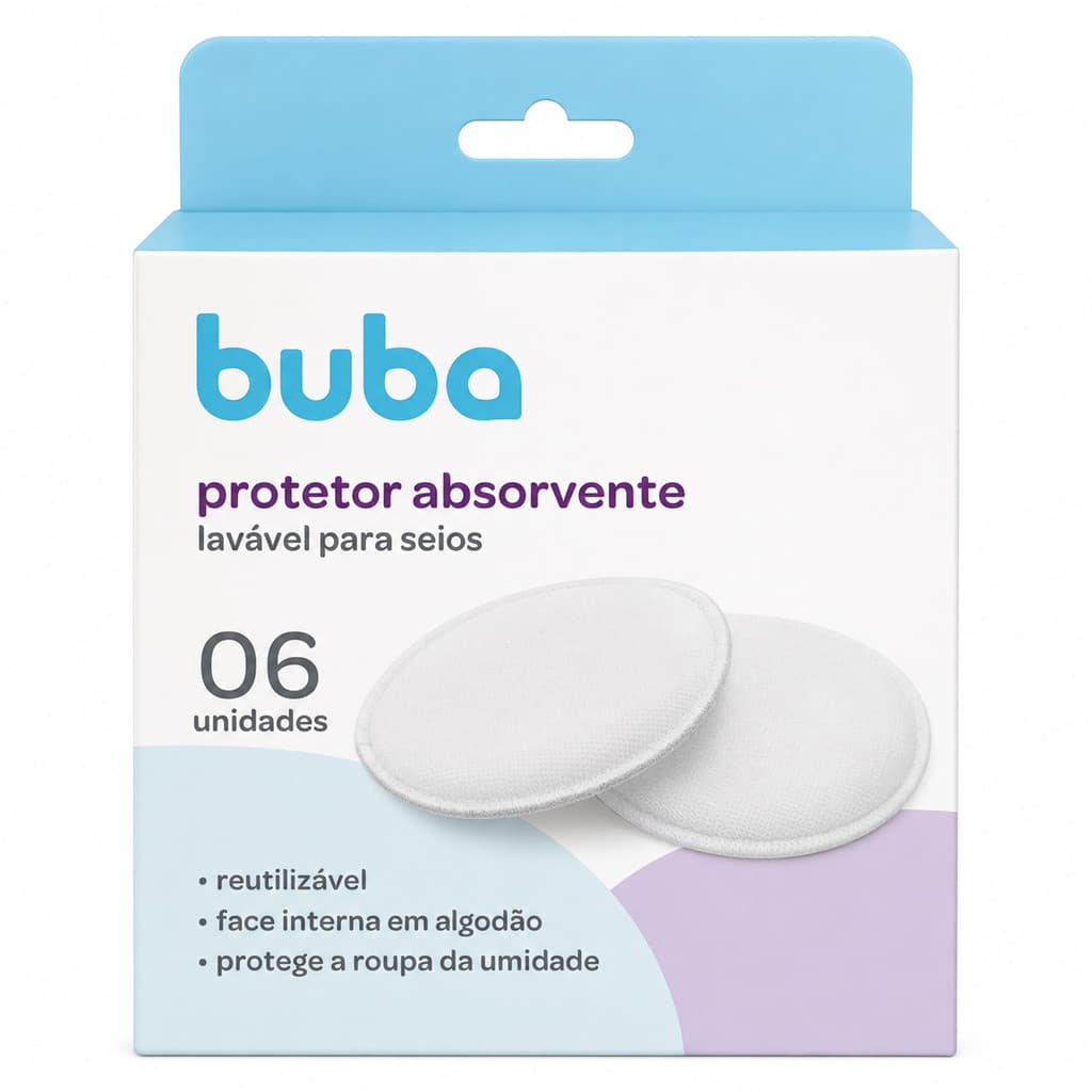 Buba Kit Protetores Absorventes para Seios Laváveis 6 Unidades