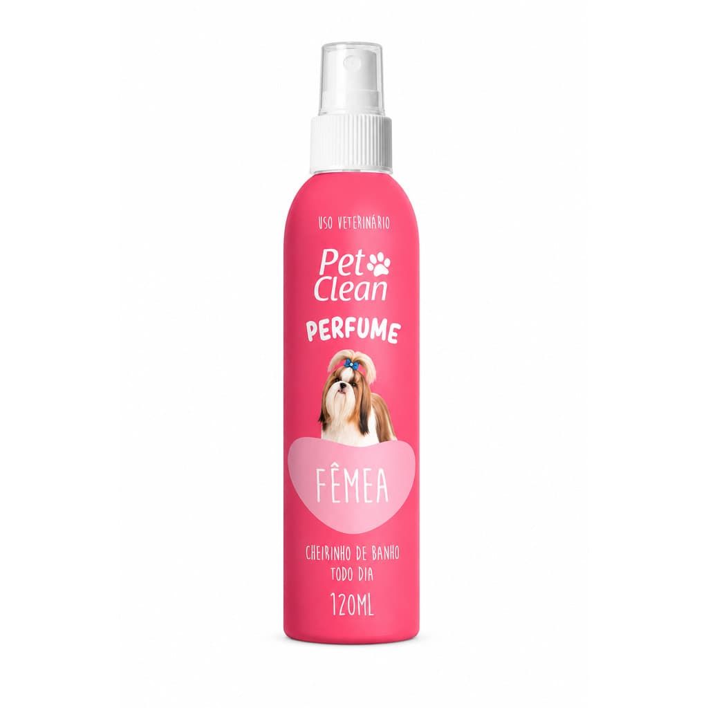 Colônia Pet Clean para Cachorro e Gato Fêmea 120ml Perfume Banho e Tosa