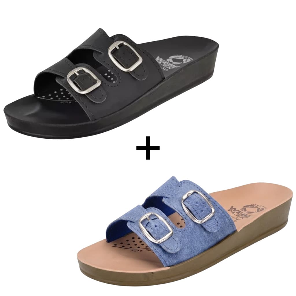 Kit 2 Pares De Sandália Feminina Ortopédica Anatômica Macia Leve Confortável Chinelo Feminino