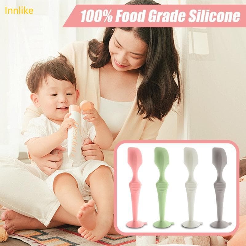 Innlike Silicone Fralda Creme Espátula Raspador Portátil Raspagem Base Sucção Para Pele Do Bebê C