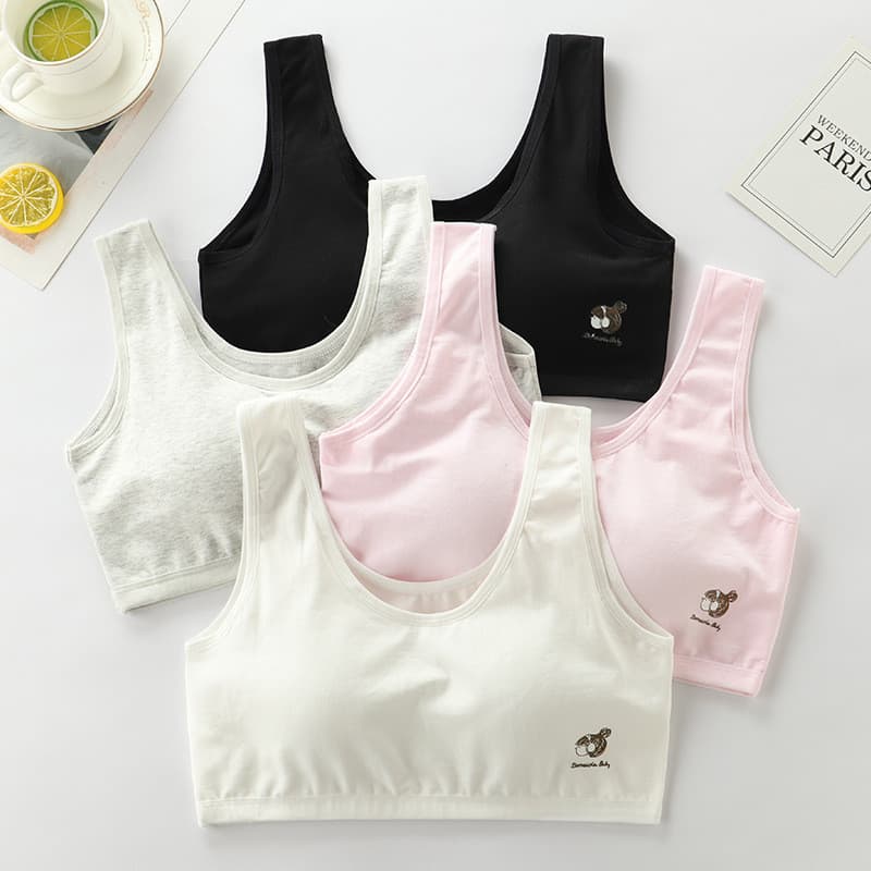 Roupa íntima para meninas adolescentes, estudantes do ensino médio, esportes de desenvolvimento, algodão puro, colete pe