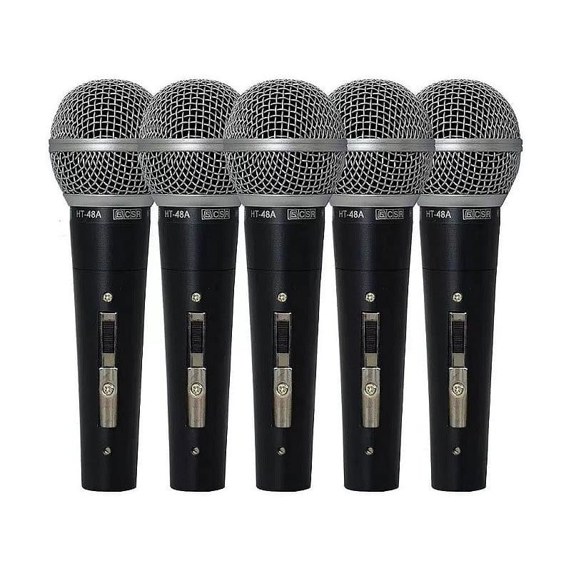 Kit 5 Microfones Dinamicos Vocais CSR HT48A-5 Maleta
