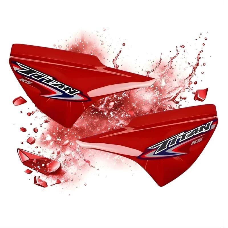Carenagem Titan 150 Par Tampas Laterais Vermelho + Adesivos com Brilho Envernizado