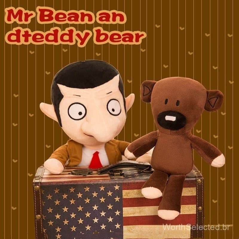 Boneco de pelúcia engraçado Mr. Bean Teddy Bear, brinquedo de família de comédia para crianças, decoração de cama