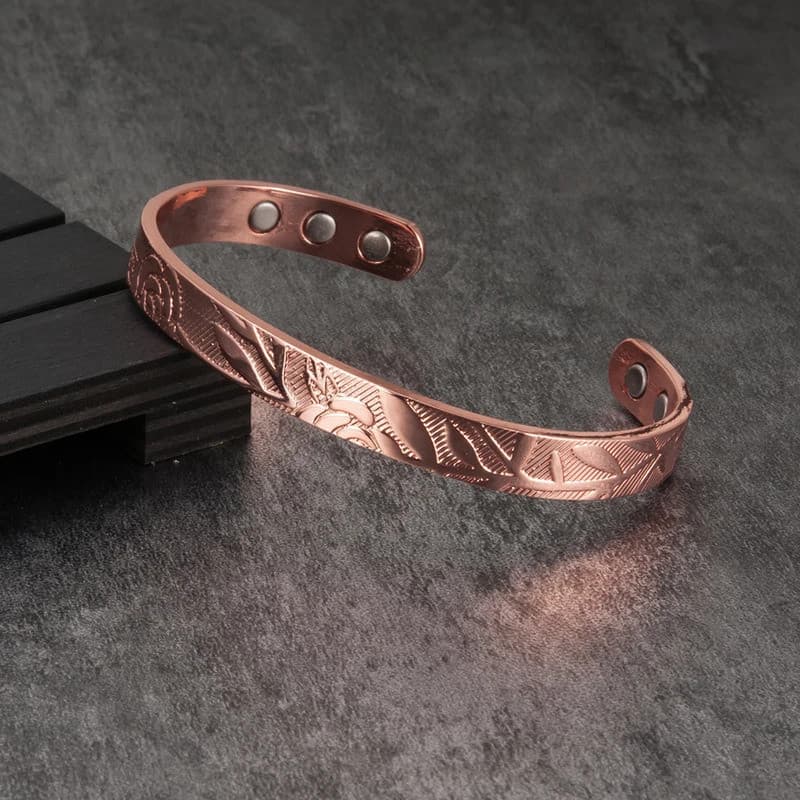 Pulseiras Magnéticas de Cobre Rosa Ajustáveis, Braceletes para Mulheres e Homens, Joias de Energia, Alívio da Dor para A