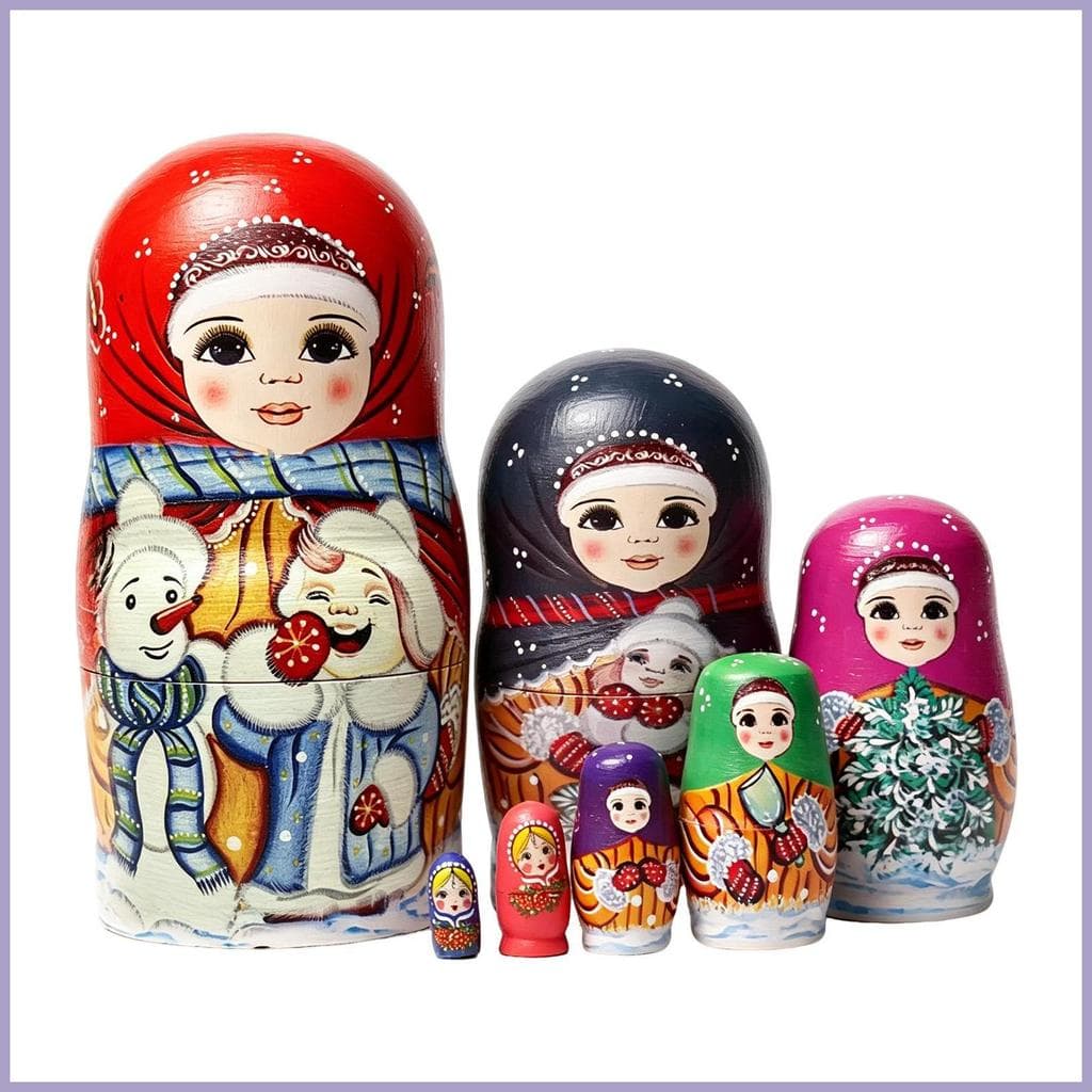 Boneca De Nidificação Tradicional Artesanal Pintada À Mão Empilhável Bonecas Russas Para Crianças Meninos Meninas Pratel