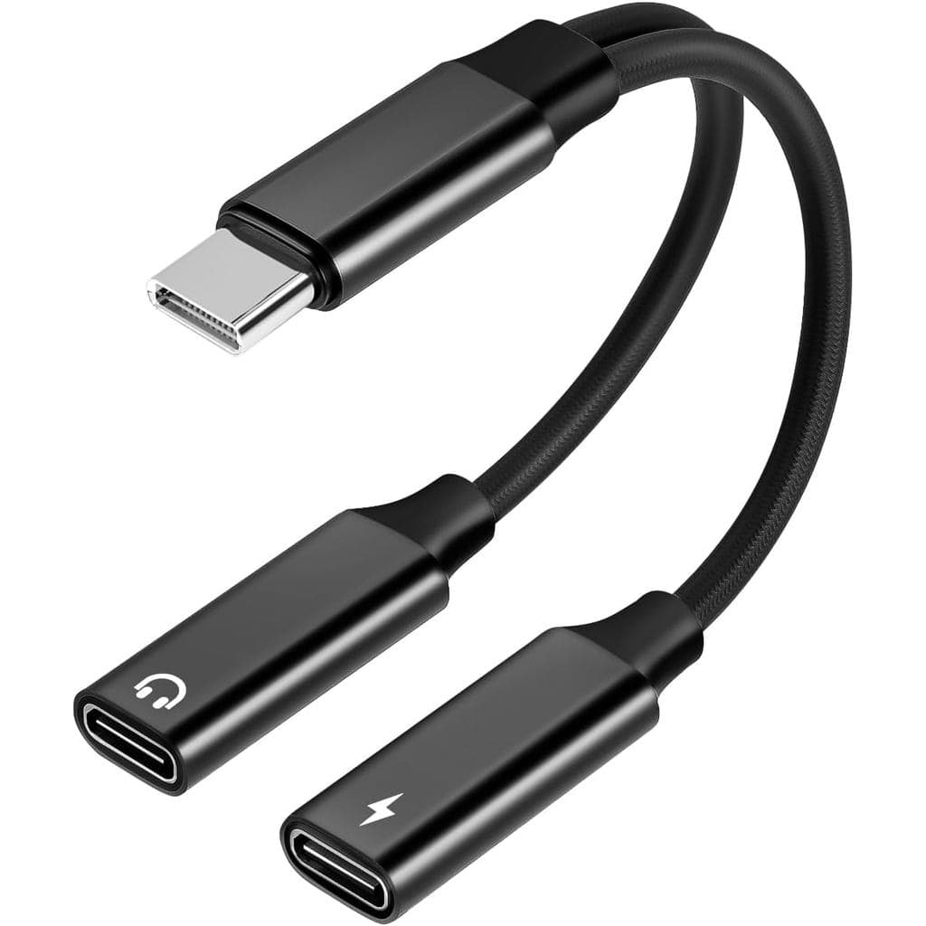 Adaptador USB C Splitter 1 Entrada 2 Saídas, Adaptador de Áudio USB C Duplo para Fone de Ouvido e Carregador, Adaptador