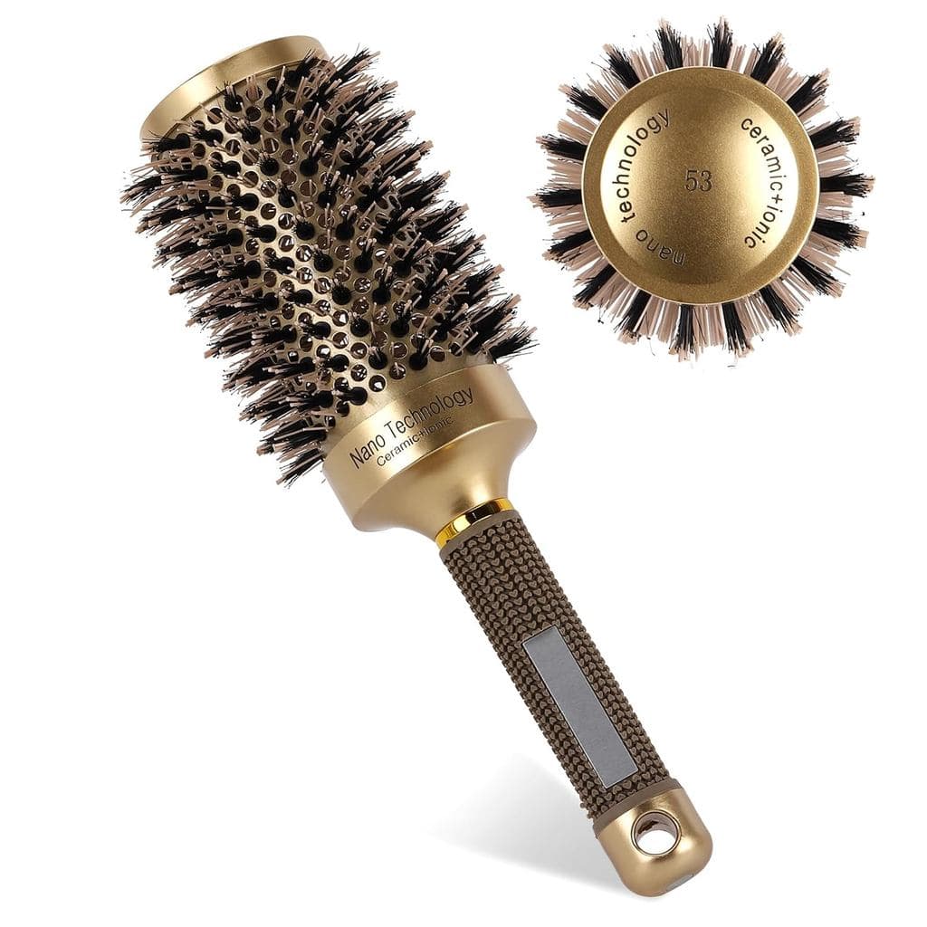 Escova Redonda Grande de Cerdas de Javali para Secagem com Secador, Escova de Cabelo com Tecnologia Nano Térmica Cerâmic