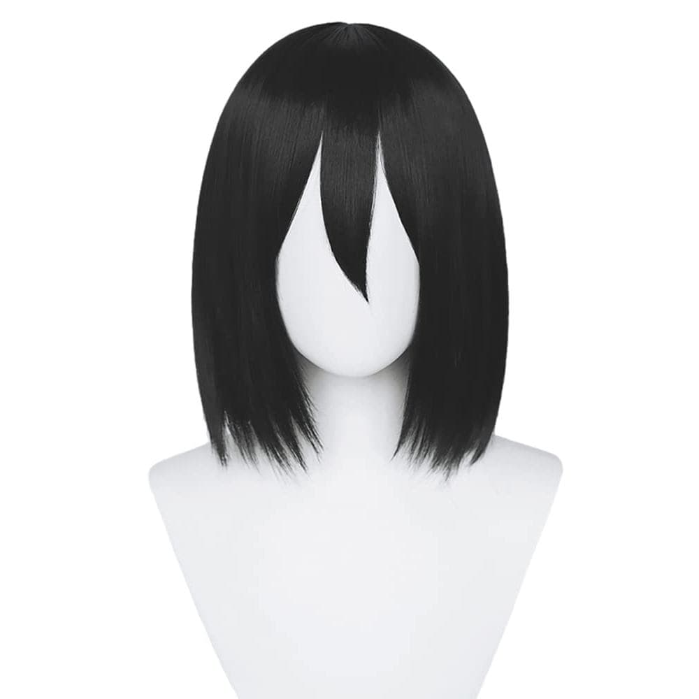 Peruca Curta Preta para Mulheres e Homens, Cabelo Sintético Liso, Perucas para Adultos para Festas de Halloween e Carnav