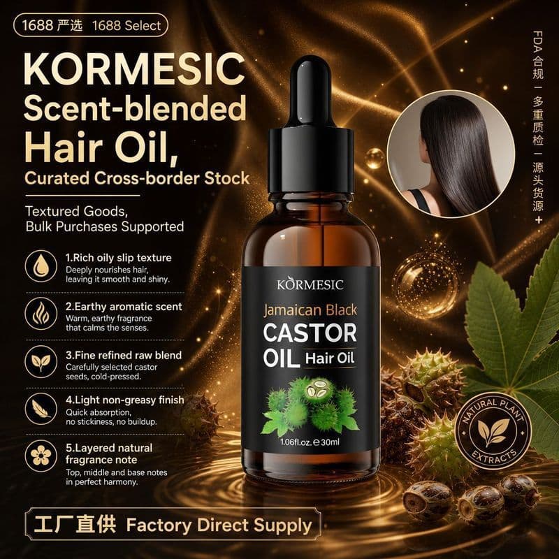 Estoque pronto estritamente selecionado KORMESIC Jamaica Óleo de rícino preto Óleo para cuidados com os cabelos Soro cap
