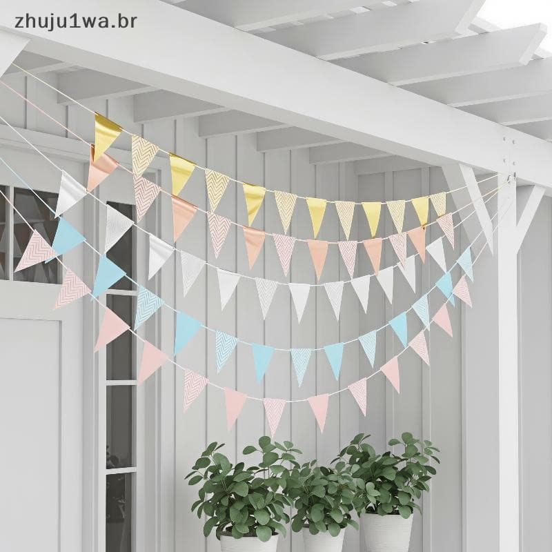 Glitter Metálico Chevron Triângulo Bunting Bandeiras Cor Vibrante Para Aniversário Feriado Natal Ano Novo Festa Decoraçã