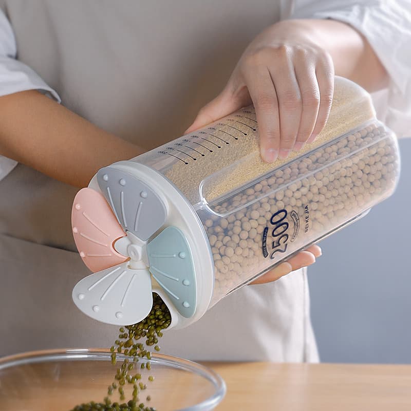 Caixa de armazenamento de grãos inteiros estilo japonês, jarra selada de qualidade alimentar, jarra de armazenamento de