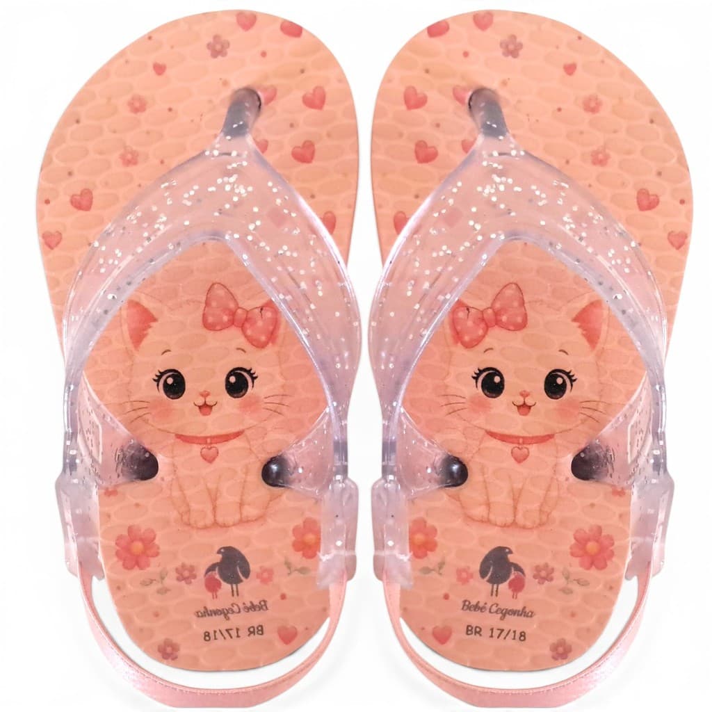 Chinelo Lúdico Com Elástico Infantil Feminina Bebê Cegonha