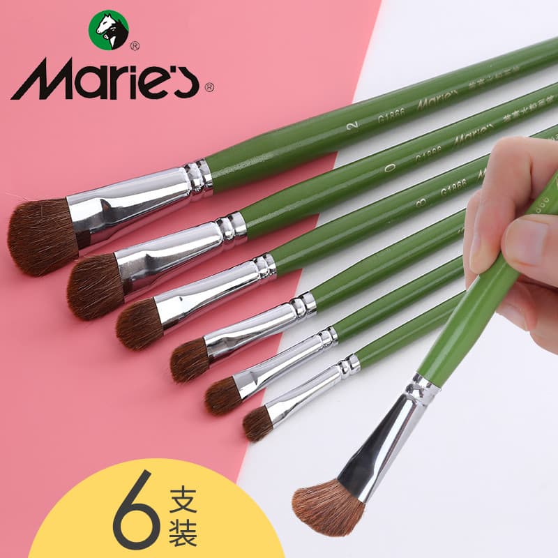 Marley Water Chalk Pincel para aquarela Pincel para pintura a óleo Pincel acrílico Crina de cavalo plana Tamanho único T