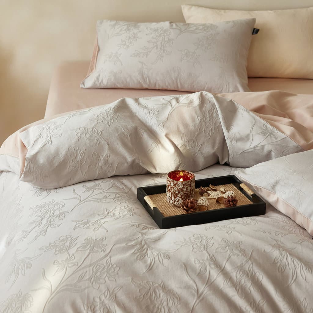 Cama Jacquard grande de algodão leve e luxuosa, conjunto de quatro peças, sensação de alta qualidade, quarto principal,