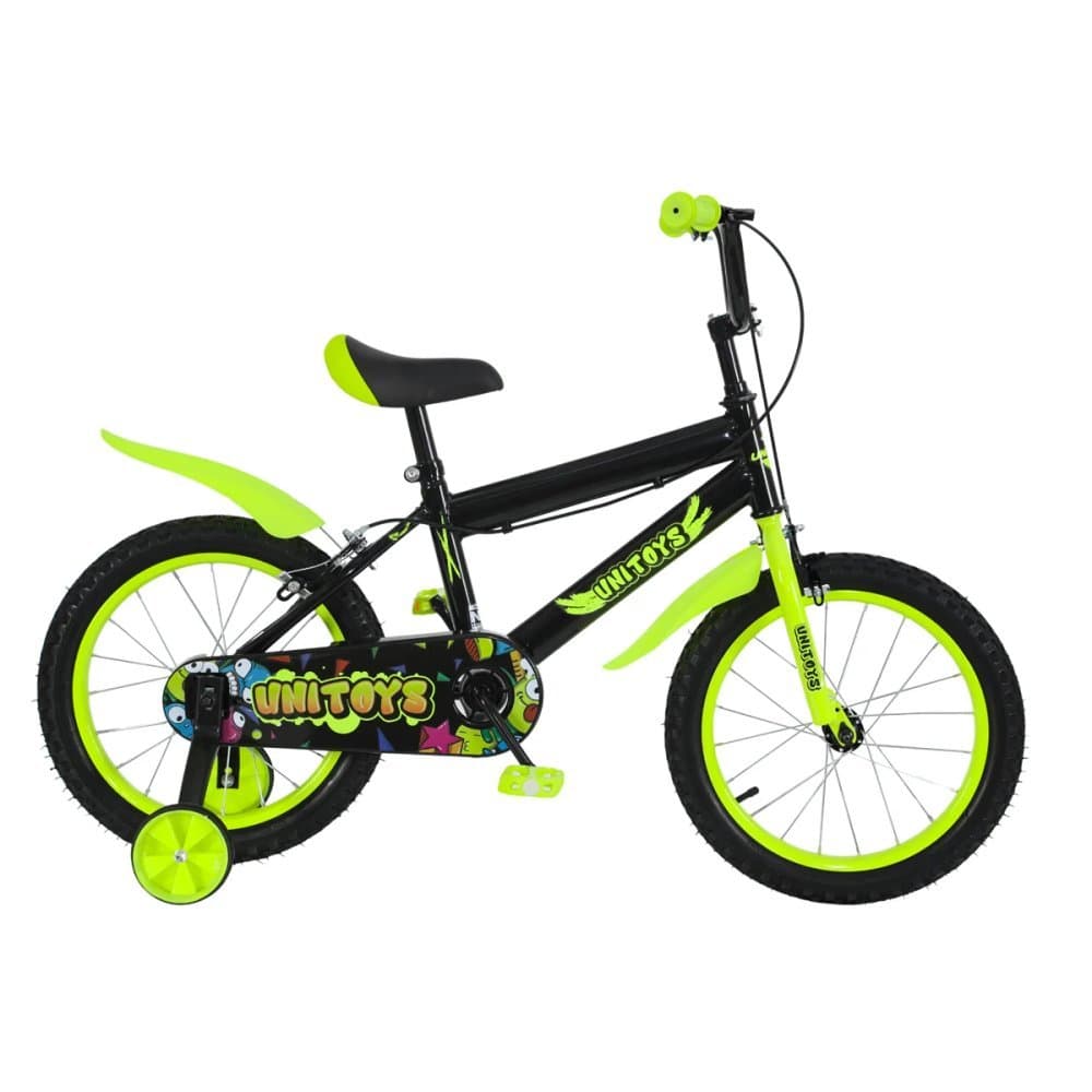 Bicicleta Infantil Aro 16 Grafitti Neon Verde Com Rodinhas Unitoys