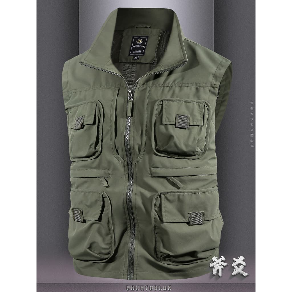 Colete masculino primavera outono solto tamanho grande Casual colete Multi-bolso pesca fotografia esportes colete jaquet