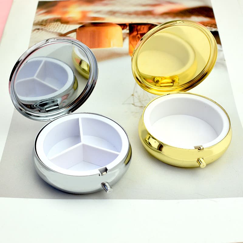DIY caixa de comprimidos de Metal criativo caixa de jóias compartimento de armazenamento viagem portátil 60mm caix