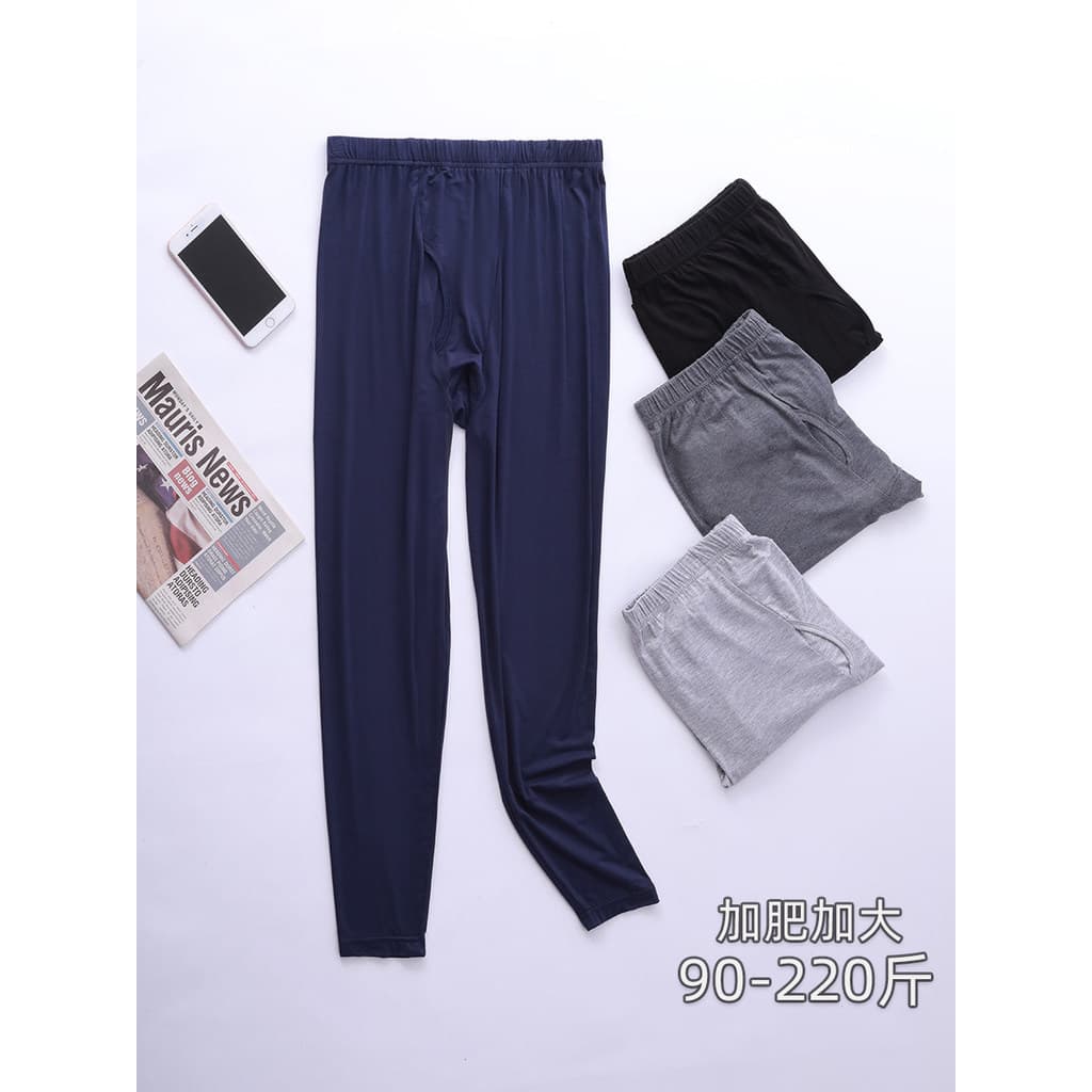 Calças compridas masculinas Modal Ultra-fino linha calças mais gordura plus Size calças quentes magro cintura alta Leggi