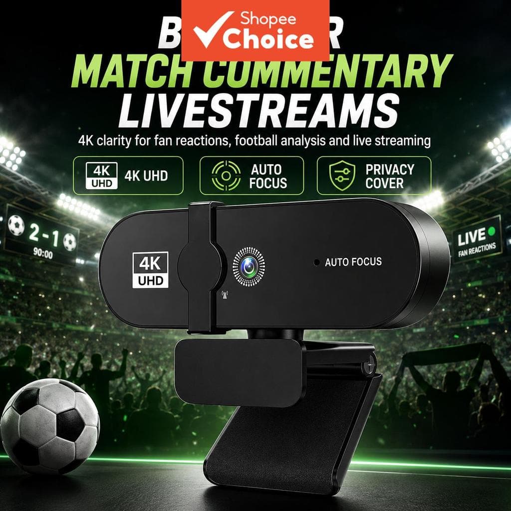 Webcam 4K para PC e notebook com foco automático PDAF, microfones duplos e câmera USB Plug & Play para reuniões, aulas e