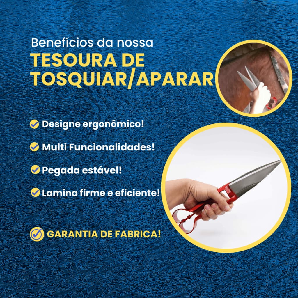 Tesoura Para Poda e Tosa Aparar Crinas Tosquia Jardim Cavalos Ovelhas Tipo Mola