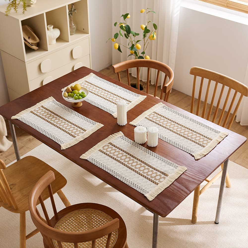 Sousplat de Algodão com Franjas Estilo Nórdico para Mesa de Jantar