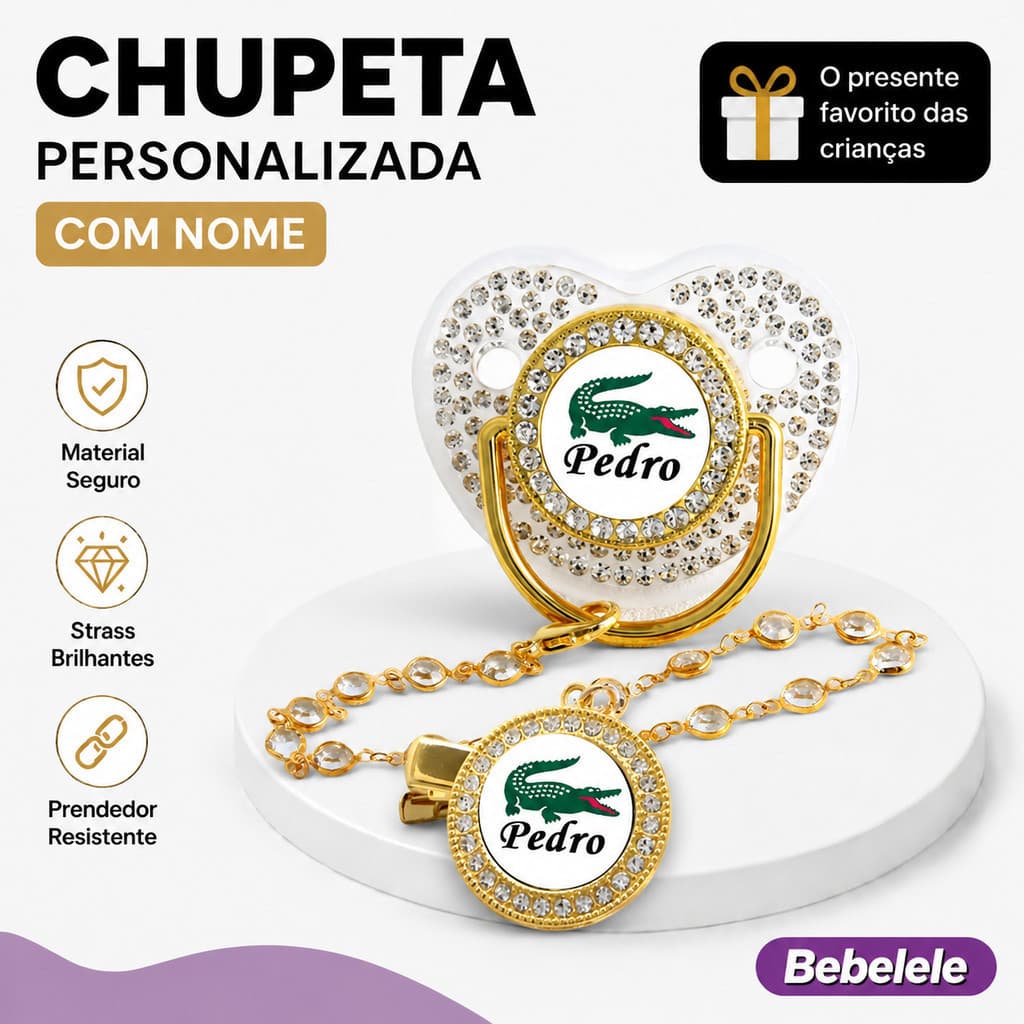 Chupeta para bebê, personalizada com nome/foto, inclui prendedor e corrente para chupeta. Chupeta personalizada&331 8GEH