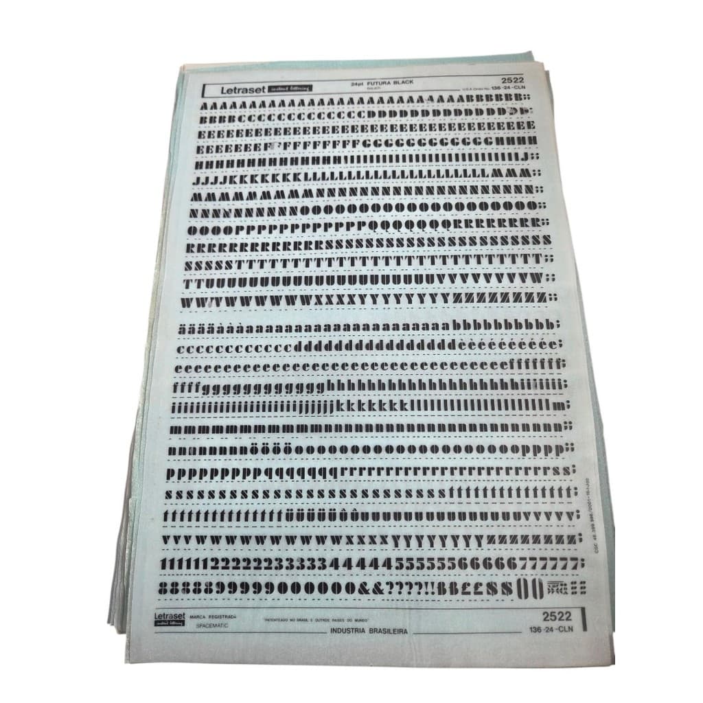 Letraset 25 X 38 cm Letras Adesivas Ref. 2522 Altura 6.3 mm