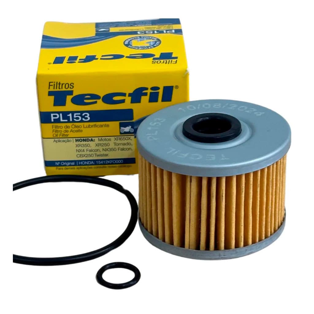 Filtro de Óleo Moto Tecfil PL153 Honda CBX 250 Twister XR 250 Tornado NX 400 Falcon XR 350 Original com Oring