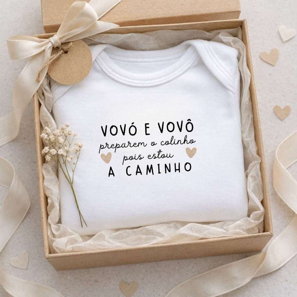Body revelação gravidez frase anuncio vovó e vovô a caminho
