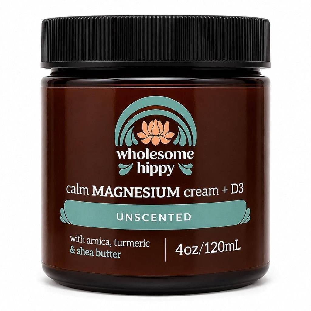 WHOLESOME HIPPY Creme Calmante Sem Perfume, Manteiga Corporal de Magnésio, Pele Sensível |   Vitamina D3, Arnica e Cúrcu