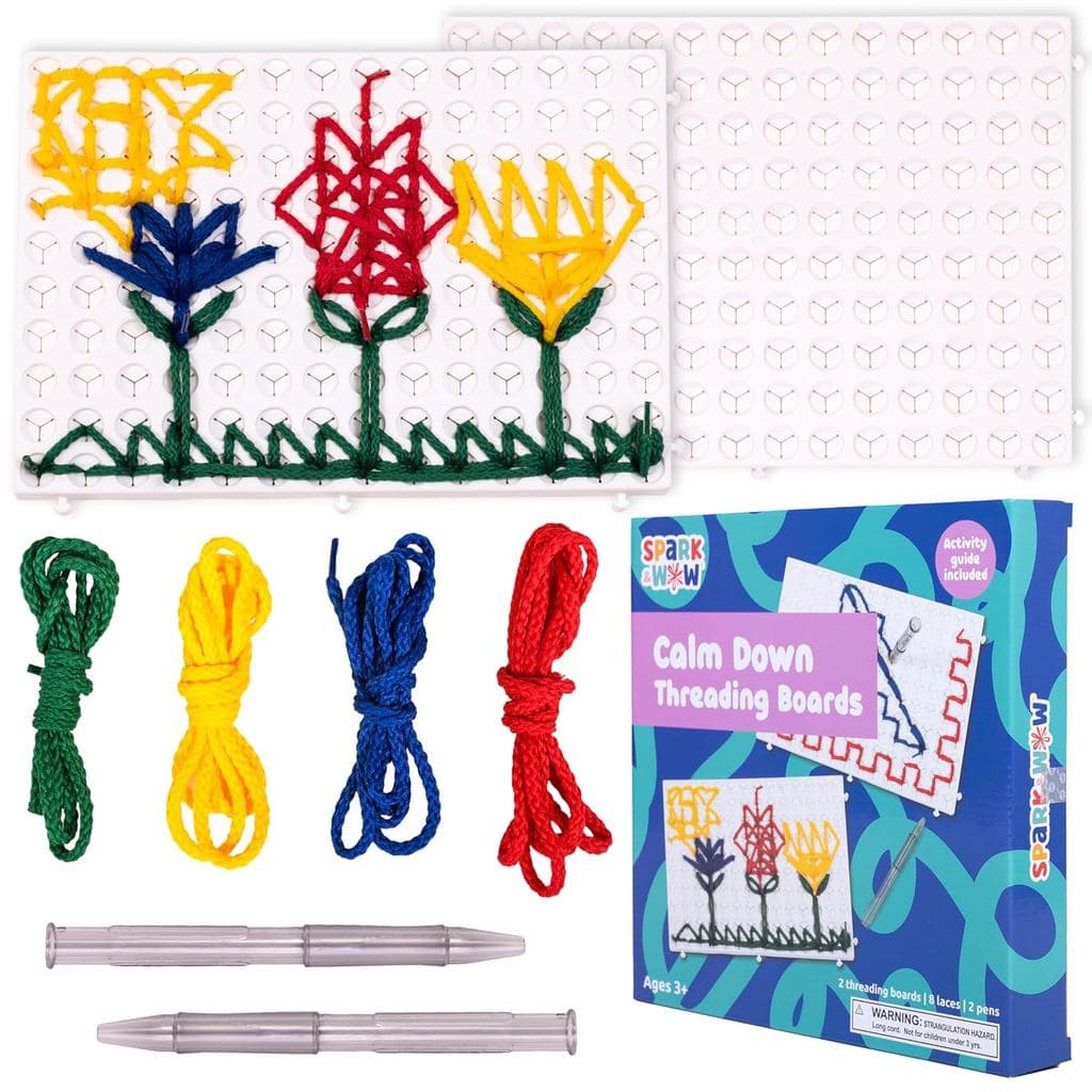 SPARK & WOW Calm Down Threading Boards, Conjunto de 2, Painel de Atividades Sensoriais |   Brinquedos para Terapia de Br