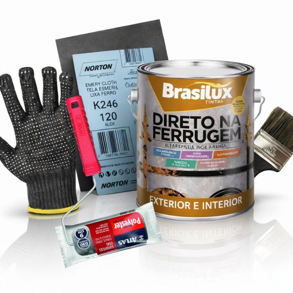 Kit Completo Tinta Esmalte Direto Na Ferrugem Resistente 3,6l Brasilux Co