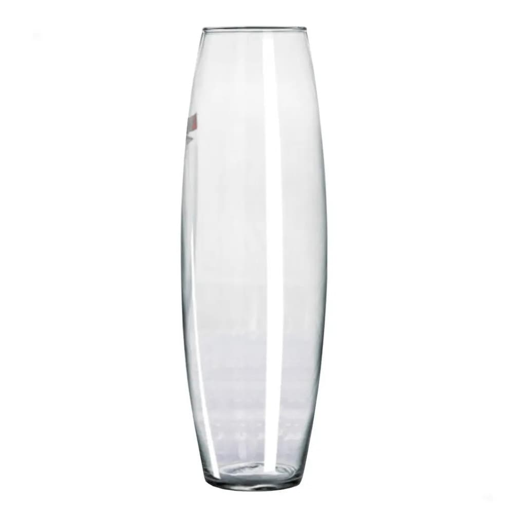 01 Vaso Artesanal Vidro Grande Cana Bambu Ø17x55cm Transparente Decoração