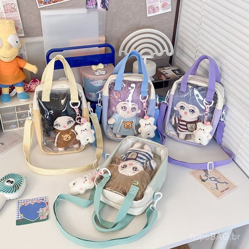 Bolsa ita estilo japonês para mulheres, boneca de algodão, bolsa de ombro de dupla face estilo universitário, bolsa tran