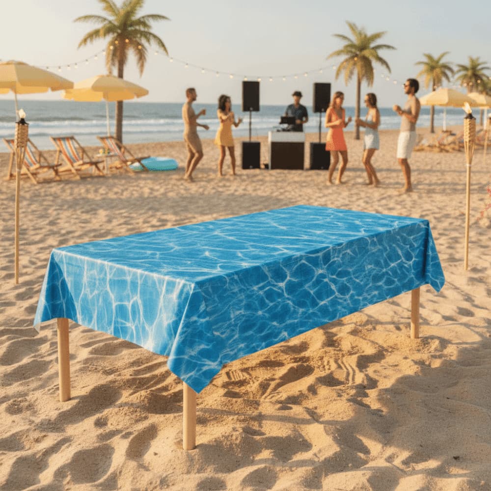 Toalha De Mesa Descartável Da Onda De Água De 3 Pces , Inodora Plástica Do Partido Tema Oceano
