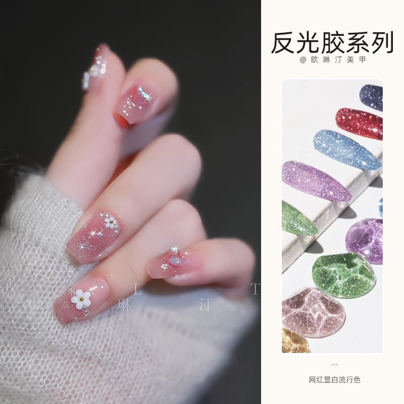 Olinting Manicure cola reflexiva novo estilo cor Popular All-Match cor Super brilhante desconto cola loja de unhas uso f