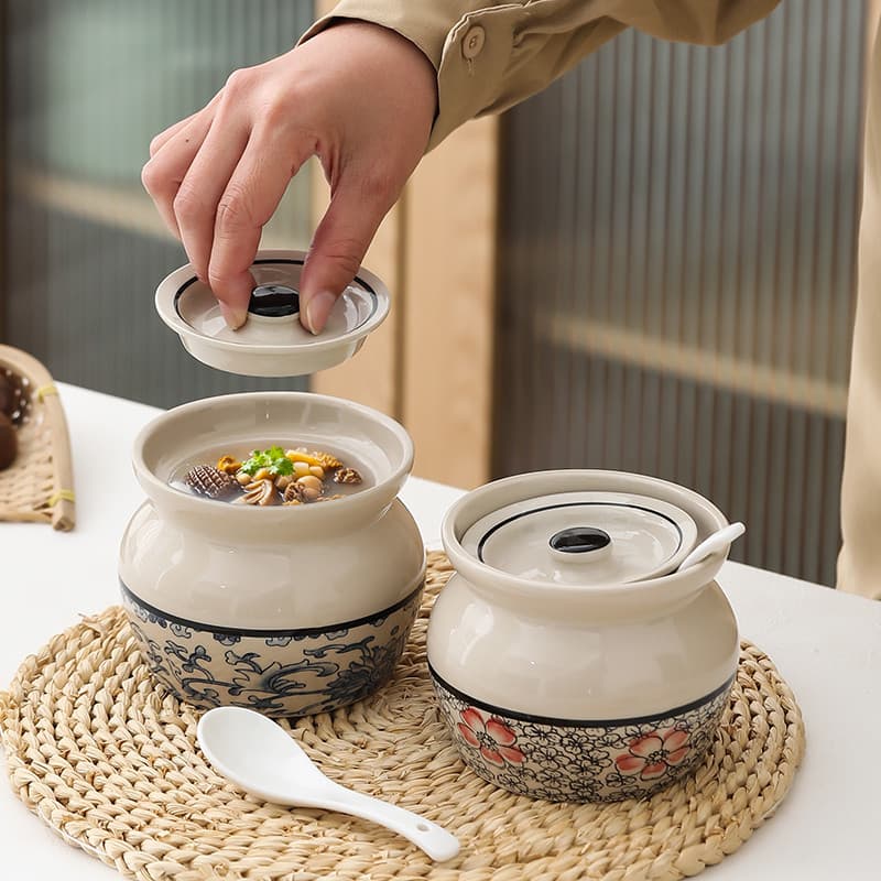 Panela de cerâmica para guisado, vida silenciosa, com tampa, panela de sopa doméstica chinesa, panela de sopa, panela de