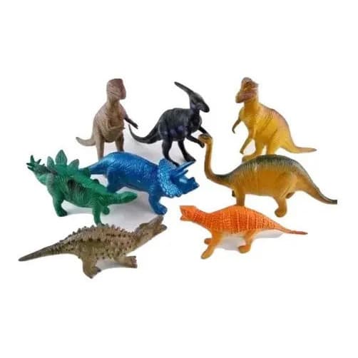 Kit 8 Dinossauros Brinquedos Dino Emborrachado Brinquedo Inf