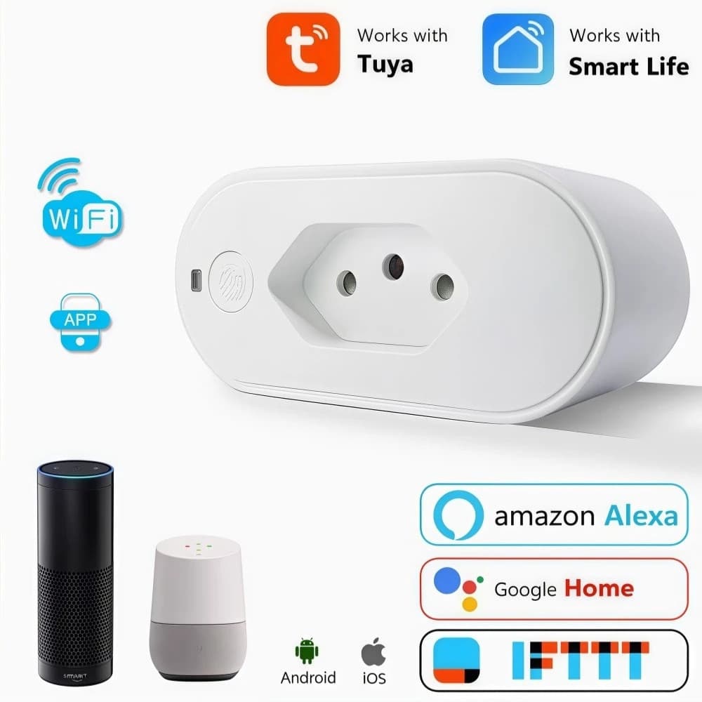 Tomada Inteligente WiFi 16A Smart Life Alexa Google Home Monitor Energia Bivolt