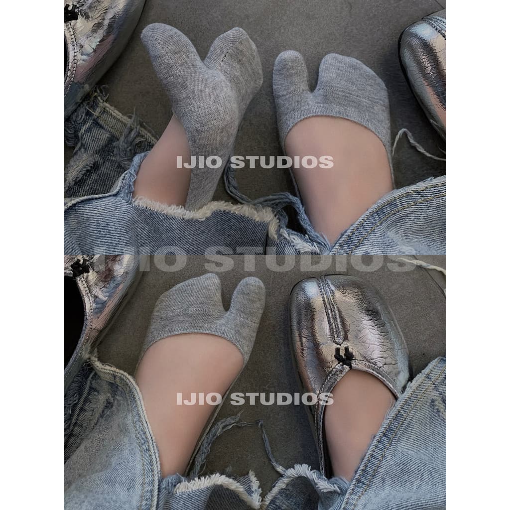 IJIO salto Anti-queda boca rasa meias invisíveis tabi meias de dois dedos Magera meias de dedos divididos sapatos de fer