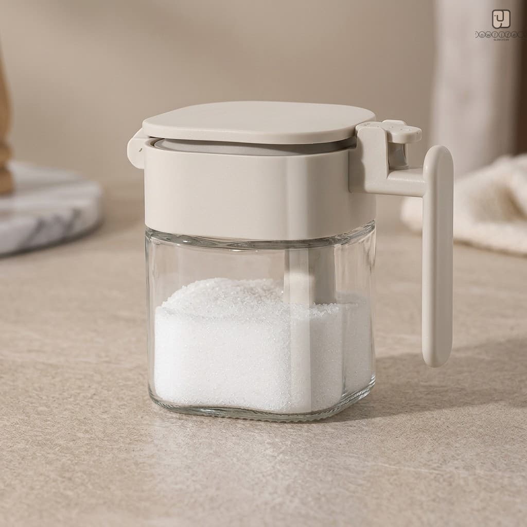 Frasco De Especiarias De Vidro Com Suporte Para Colher Recipiente De Tempero Selado Borossilicato De 1 Peça Garrafa De C