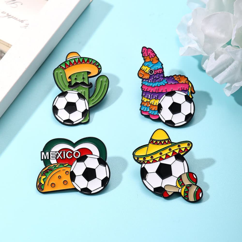Emblema da Copa do Mundo do México, broche de futebol mexicano, decoração para mochila e estojo de lápis, acessório cria
