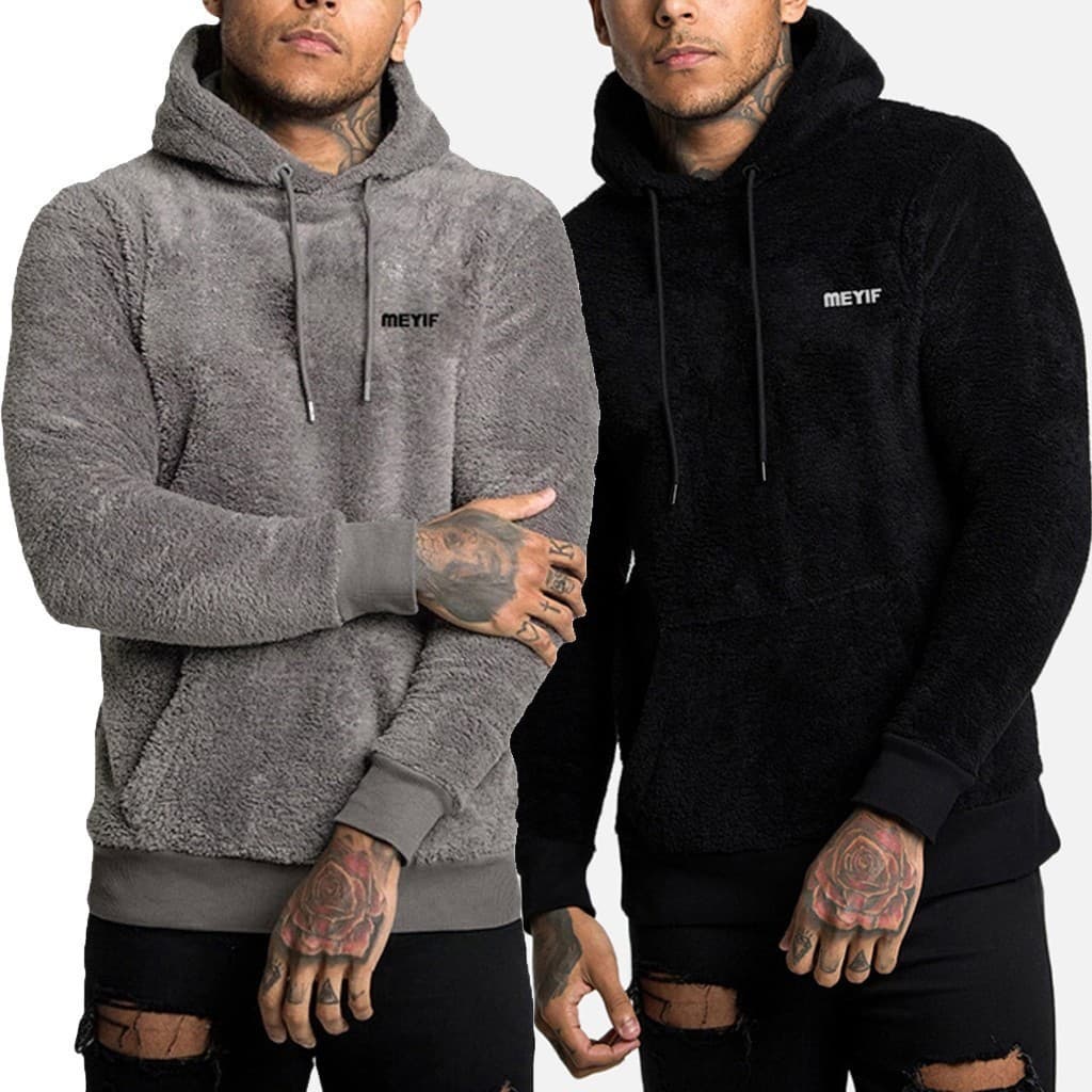 Moletom com capuz masculino e outono inverno suéter quente dupla face pelúcia manga comprida pulando Harajuku Hip-Ho
