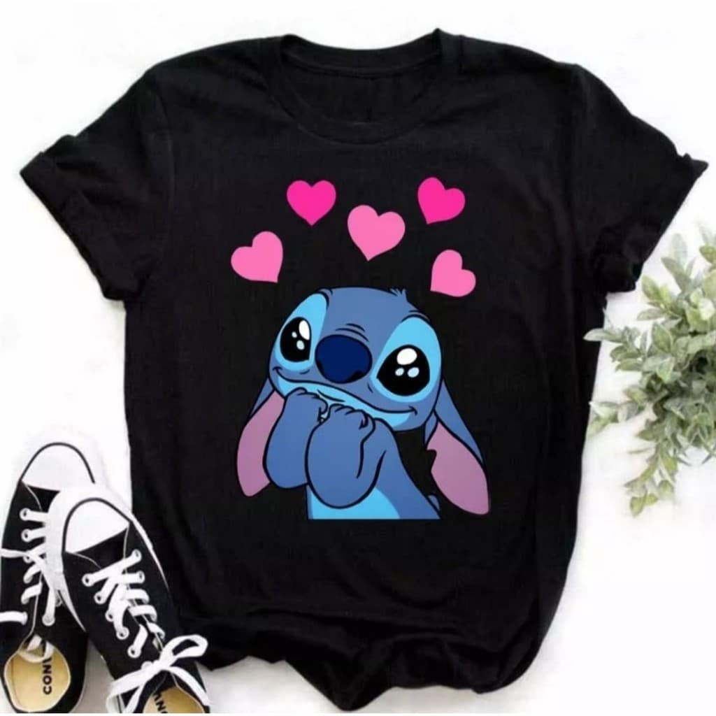 Camiseta Lançamento Lilo Stitch Tecido de Alta Qualidade 100% Algodão