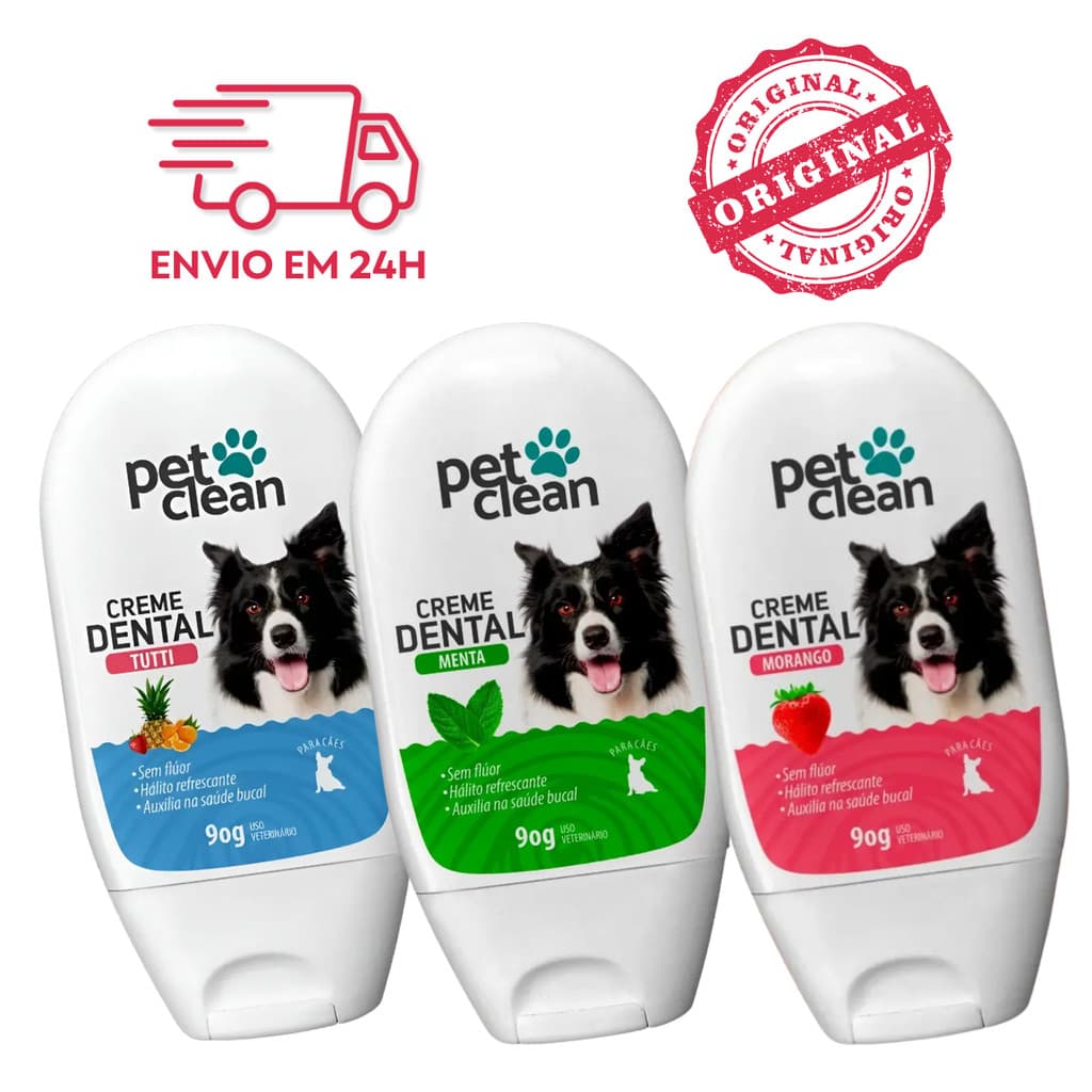 Pasta de Dente Cães e Gatos Pet Clean Creme Dental Higiene Bucal Previne Mau Hálito