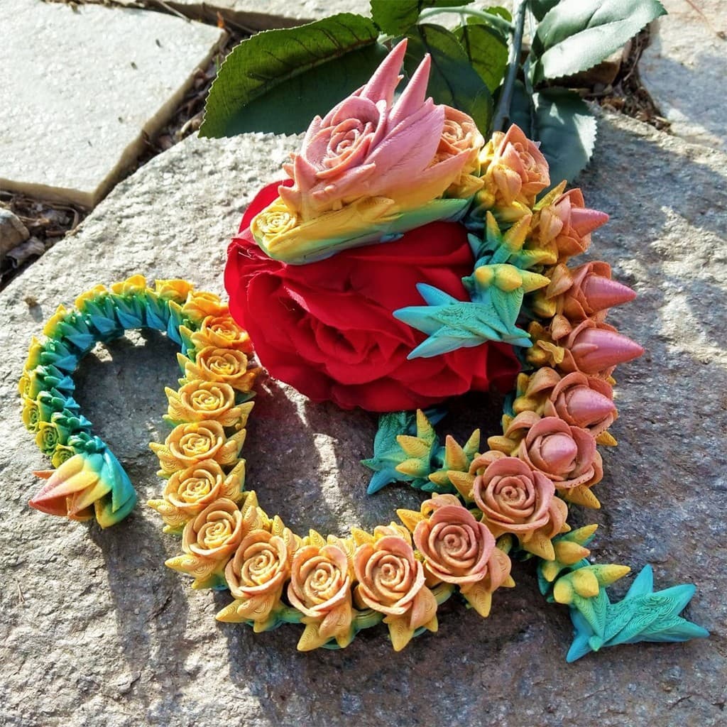Impressão 3D Rose Dragon Ornaments Joint Brinquedos Móveis Figura Presentes Artesanato