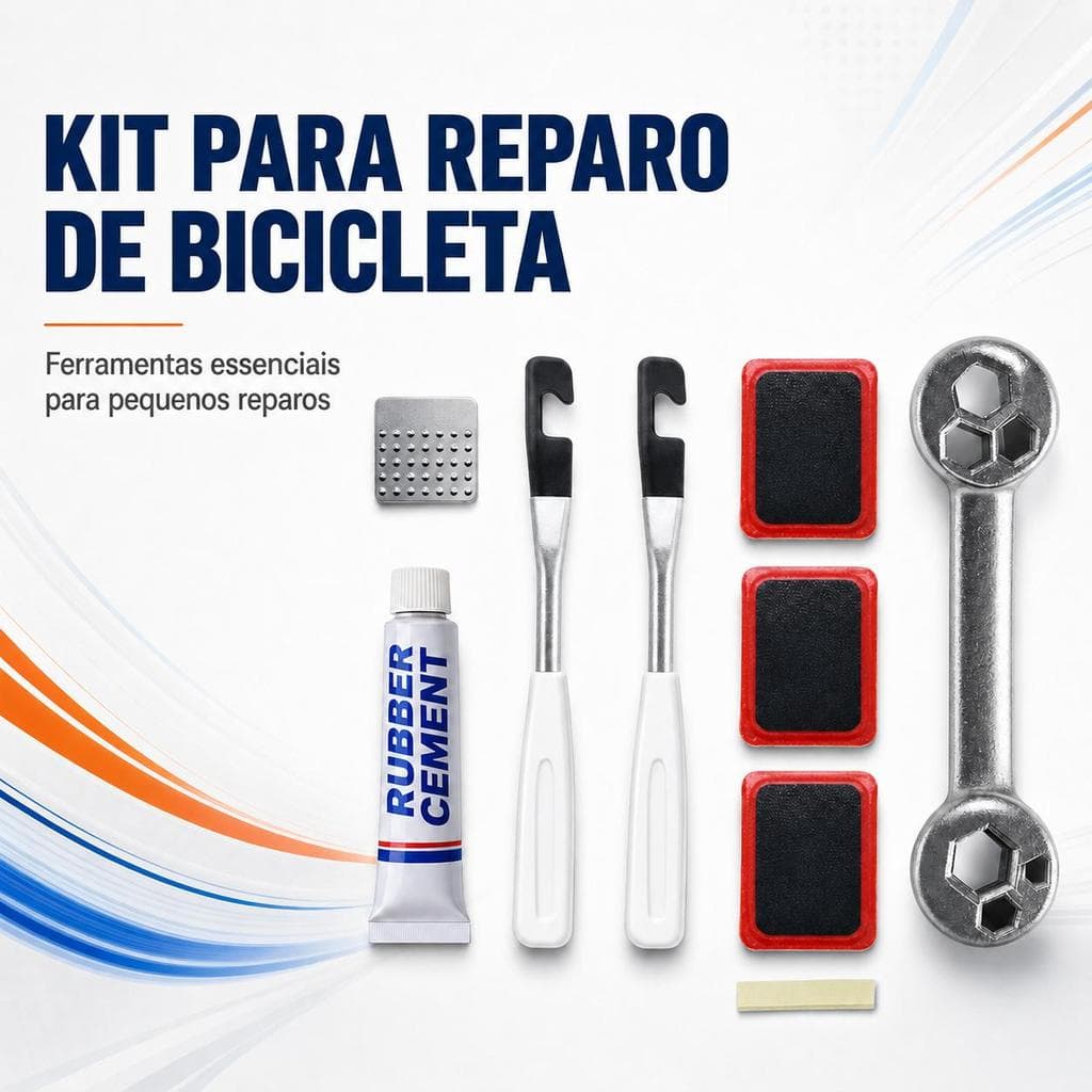 Kit Reparo Pneu Bicicleta Completo 9 Peças | Remendo Rápido Portátil Bike Trilha